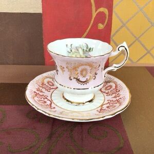 Paragon White Rose Pink Teacup And Saucer